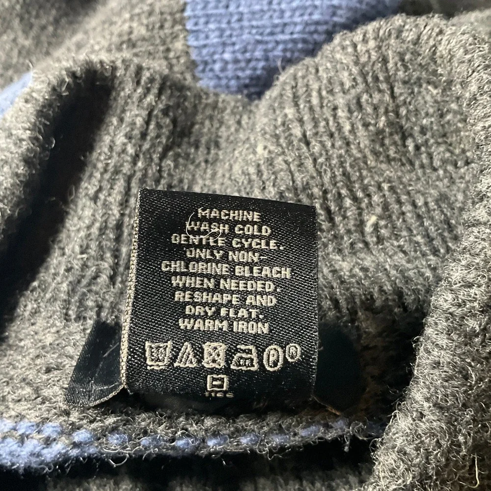 Banana Republic Cardigan Sweater Mens M Gray Blue Striped Full Zip Mock Neck